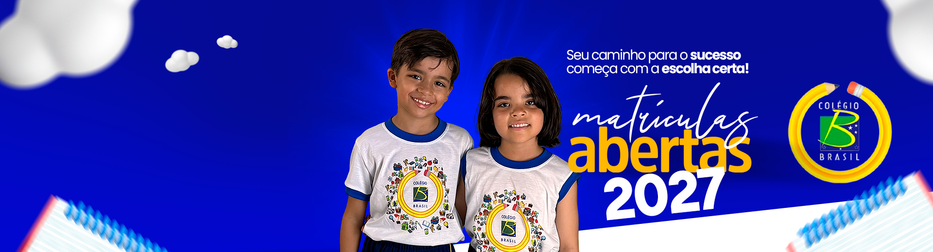 Alunos do Colégio Brasil com uniforme — Matrículas Abertas 2027